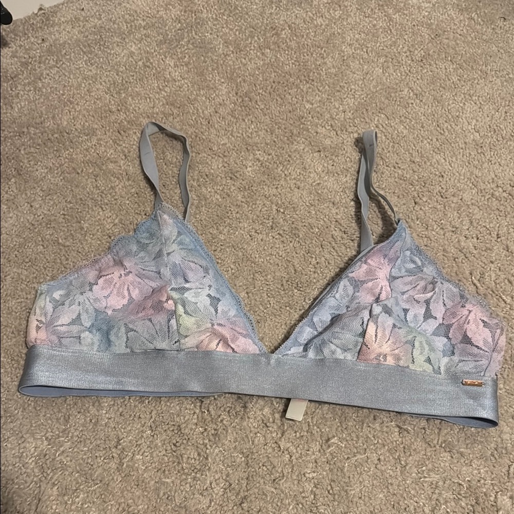 Floral Lace Bralette in Pastel Blue